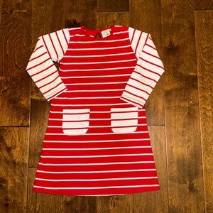 Luigi Red/White Striped Dress w/Two Pockets - 6X, but fits like a 5